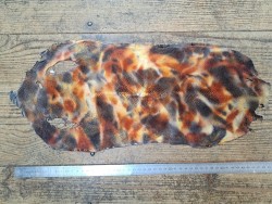 Peau de galuchat - perle centrale - cuir exotique - aquarelle noir/brique - Cuir en stock