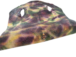 Peau de galuchat - perle centrale - cuir exotique - aquarelle violet/vert - Cuir en Stock