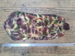 Peau de galuchat - perle centrale - cuir exotique - aquarelle violet/vert - Cuir en stock