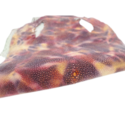 Peau de galuchat - perle centrale - cuir exotique - aquarelle rose/violet - Cuir en Stock