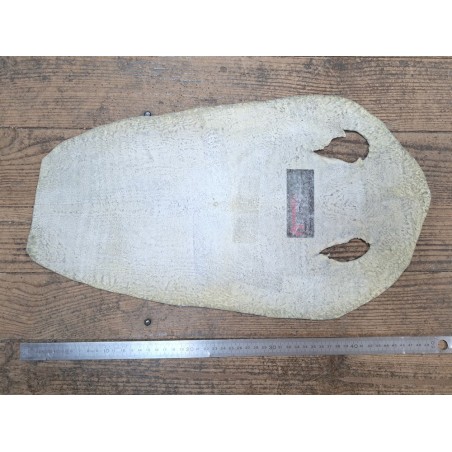 Peau de galuchat - perle centrale - cuir exotique - craquelé blanc/noir - Cuir en Stock