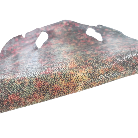 Peau de galuchat - perle centrale - cuir exotique - tacheté rose - Cuir en Stock