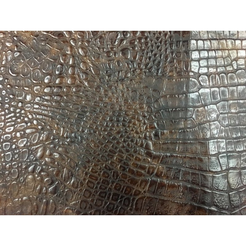 morceau de cuir de vache grain crocodile antique brun cuir en stock morceau de cuir de vache grain crocodile antique brun cuir en stock