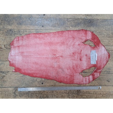 Peau de galuchat - perle centrale - cuir exotique - rose saumon - Cuir en stock