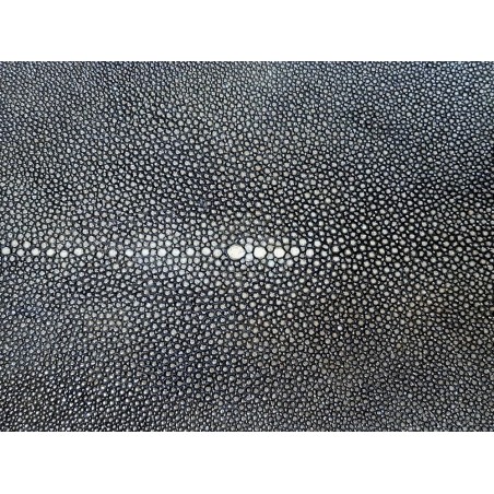 Peau de galuchat - perle centrale - cuir exotique - noir/argent- cuir en stock