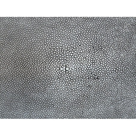 Peau de galuchat - perle centrale - cuir exotique - gris paillettes argentées - cuir en stock