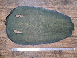 Peau de galuchat - perle centrale - cuir exotique - vert paillettes dorée - Cuirenstock