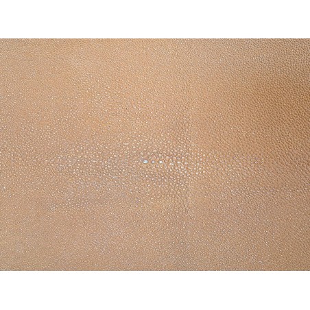Peau de galuchat - perle centrale - cuir exotique - ocre paillettes dorées - cuir en stock