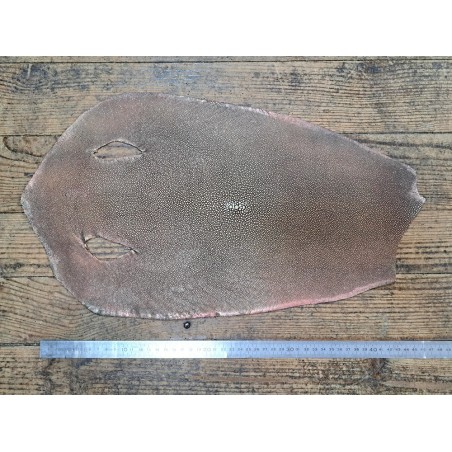 Peau de galuchat - perle centrale - cuir exotique - or rose - Cuirenstock