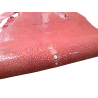 Peau de galuchat - perle centrale - cuir exotique - rose saumon - Cuir en stock