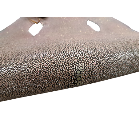 Peau de galuchat - perle centrale - cuir exotique - or rose - Cuir en stock