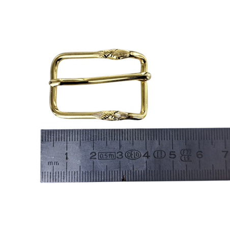 Boucle rectangulaire motif croix - laiton - 20 mm - ceinture - bouclerie - accessoires - Cuir en stock