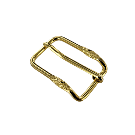 Boucle rectangulaire motif croix - laiton - 20 mm - ceinture - bouclerie - accessoires - cuir en stock