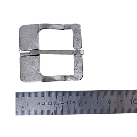 Boucle de ceinture carrée - nickelé brossé - 40 mm - bouclerie - accessoire - Cuir en Stock