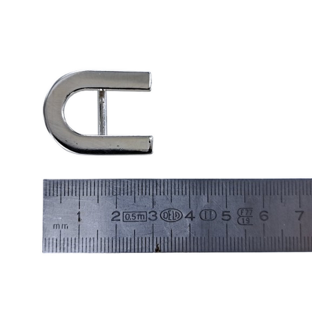Petite boucle de ceinture arrondie à crochet - nickelé - 15 mm - Cuirenstock