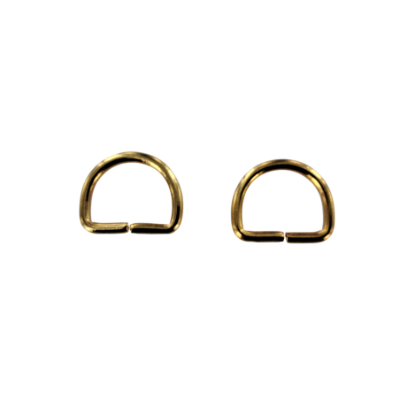 Anneau demi-ronds doré - 15 mm - anneau brisé - cuir en stock