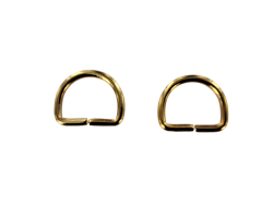 Anneau demi-ronds doré - 15 mm - anneau brisé - cuir en stock