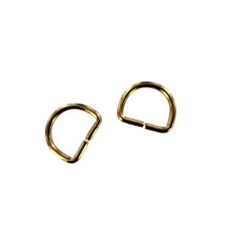 Anneau demi-ronds doré - 15 mm - anneau brisé - Cuir en stock