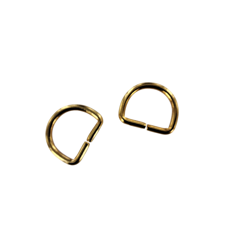 Anneau demi-ronds doré - 15 mm - anneau brisé - Cuir en stock