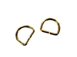 Anneau demi-ronds doré - 15 mm - anneau brisé - Cuir en stock