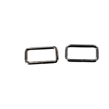 Passant rectangulaire nickelé - 25mm - anneau brisé - cuir en stock
