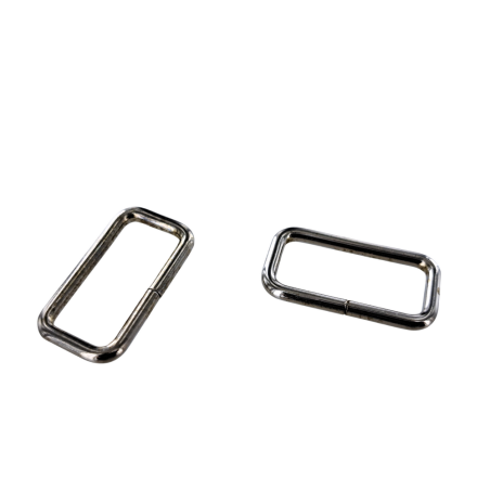 Passant rectangulaire nickelé - 25mm - anneau brisé - Cuir en stock