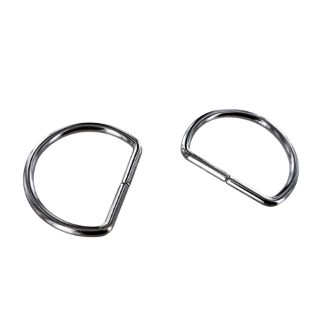 Anneau demi-ronds nickelé - 30mm - anneau brisé - cuir en stock