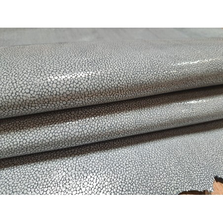 Peau de porc velours grains - galuchat gris - maroquinerie - Cuir en stock