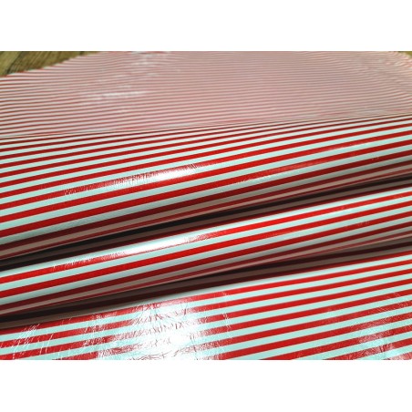 Peau de cuir d'agneau à rayures blanc/rouge - maroquinerie - Cuir en Stock