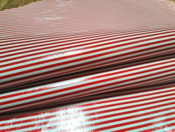 Peau de cuir d'agneau à rayures blanc/rouge - maroquinerie - Cuir en Stock