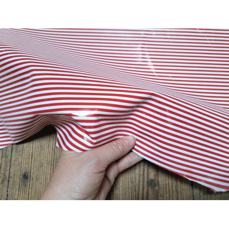 Peau de cuir d'agneau à rayures blanc/rouge - maroquinerie - Cuir en Stock