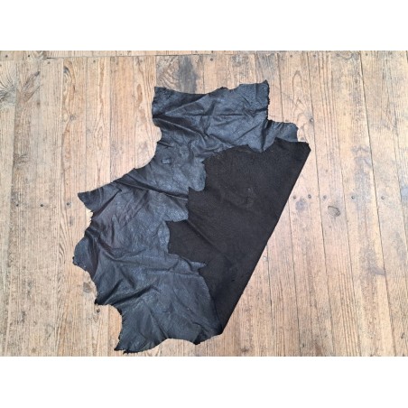 peau de cuir d'émeu - noir - maroquinerie - vêtement - Cuir en stock