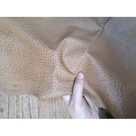 peau de cuir d'émeu - sable - maroquinerie - vêtement - Cuirenstock