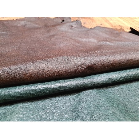 peau de cuir d'émeu - marron/vert - maroquinerie - vêtement - Cuirenstock