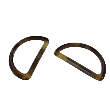 Lot de 2 grands anneaux demi-ronds en plastique - Marron - 50 mm