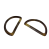 Lot de 2 grands anneaux demi-ronds en plastique - Marron - 50 mm