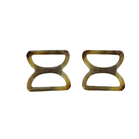 doubles anneaux demi-ronds en plastique - sable - 30mm - Cuir en stock