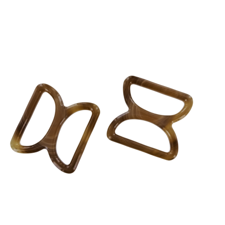 doubles anneaux demi-ronds en plastique - brun - 30mm - Cuir en Stock