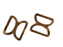 doubles anneaux demi-ronds en plastique - brun - 30mm - Cuir en Stock