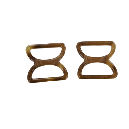 doubles anneaux demi-ronds en plastique - brun - 30mm - Cuir en stock