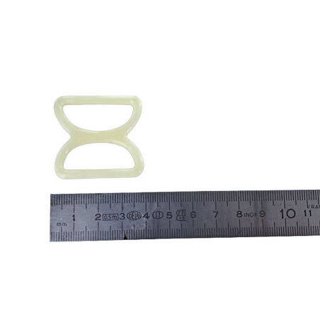 doubles anneaux demi-ronds en plastique - beige - 30mm - Cuir en Stock