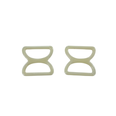 doubles anneaux demi-ronds en plastique - beige - 30mm - Cuir en stock