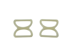 doubles anneaux demi-ronds en plastique - beige - 30mm - Cuir en stock
