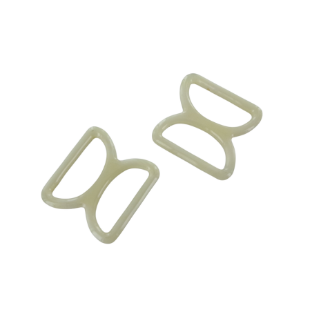 doubles anneaux demi-ronds en plastique - beige - 30mm - Cuir en Stock