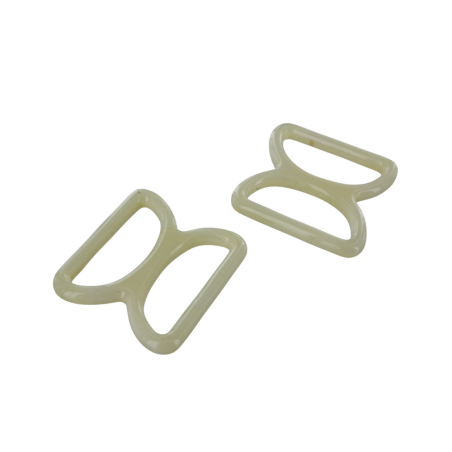 doubles anneaux demi-ronds en plastique - beige - 30mm - Cuirenstock