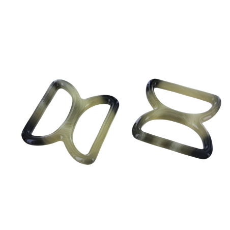 doubles anneaux demi-ronds en plastique - gris foncé - 30mm - Cuir en Stock