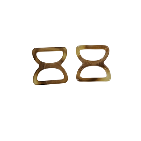 doubles anneaux demi-ronds en plastique - brun - 20mm - Cuir en stock