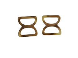 doubles anneaux demi-ronds en plastique - brun - 20mm - Cuir en stock