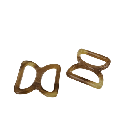 doubles anneaux demi-ronds en plastique - brun - 20mm - Cuirenstock