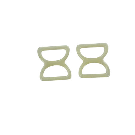 doubles anneaux demi-ronds en plastique - beige - 20mm - Cuir en Stock